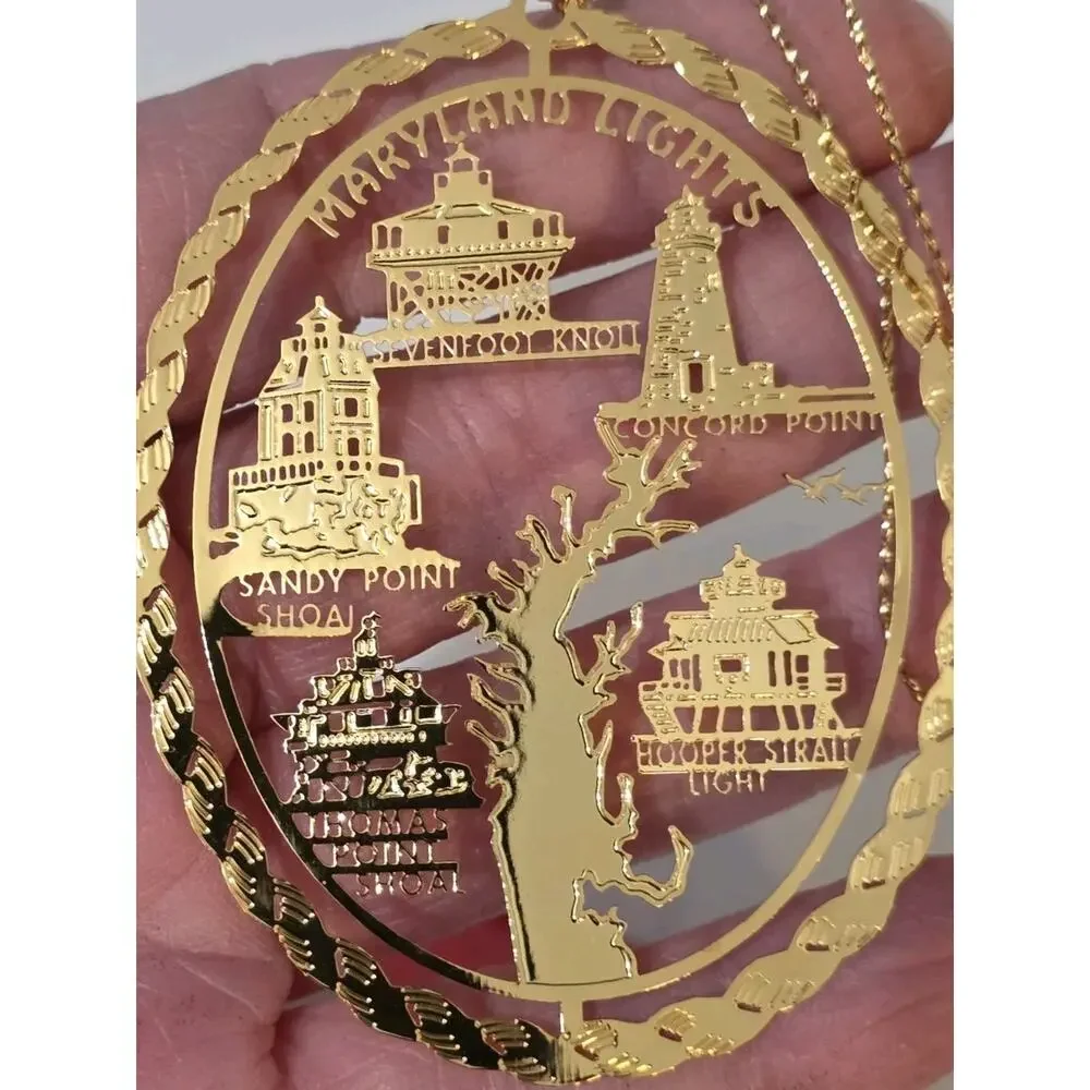 Maryland Lights 24k Brass Finish Ornament Sandy Point - Concord Point Christmas